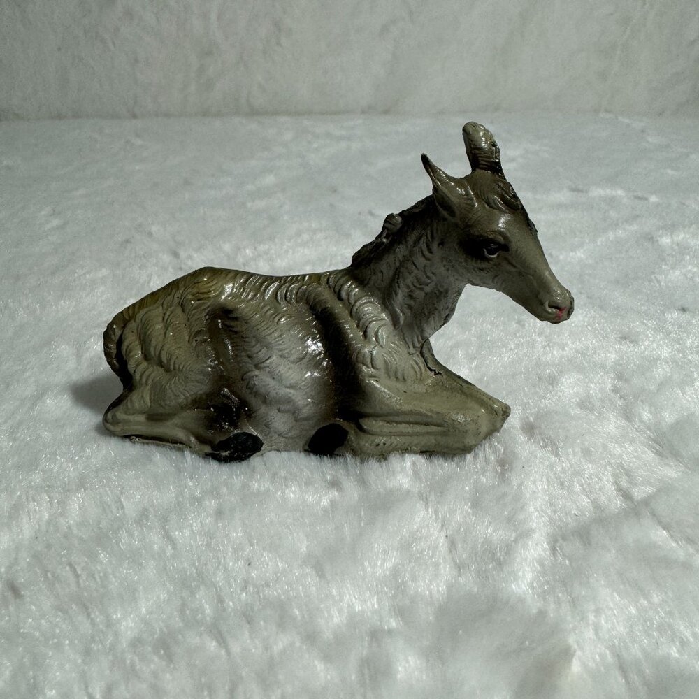 Vintage Christmas Nativity Replacement Chalk-ware Donkey Figurine Italy